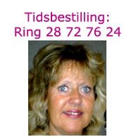 Ring og bestil tid på telefon
28 72 76 24. Klik her for informaiton om priser